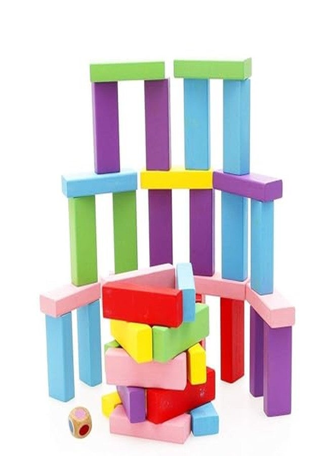Mahi Enterprise 54-Piece Wooden Block Stacking Game - Tumbling Tower with Dice, Multicolor - Image 5